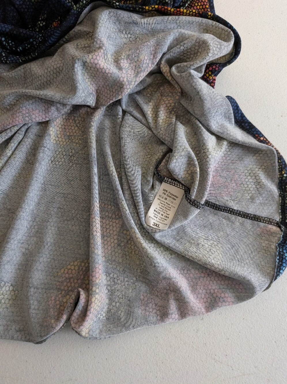 LulaRoe Blue Green Maxi Multi Floral Honeycomb Net Skirt 3XL Relaxed Boho - Picture 6 of 8